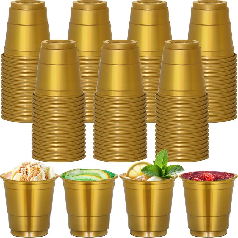 cssopenss 120 Pcs 2 oz Gold Shot Cups gold Plastic shot Glasses Mardi Gras Shot Glasses Disposable for Drinking Tastings Served Snacks Jello Tastings and Samples - Image 1
